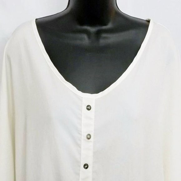 Mono B Top Tie Waist Hi Lo Short Sleeve - Picture 3 of 6